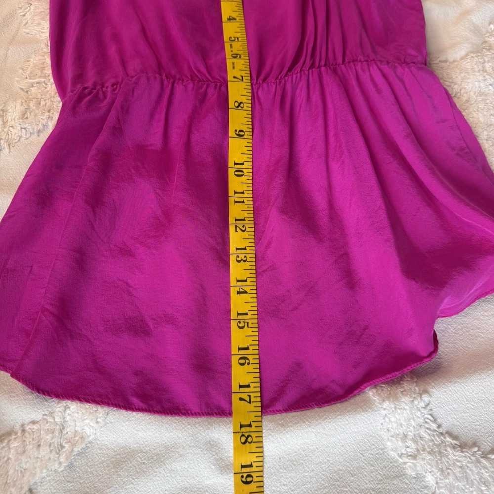 Amanda Uprichard 100% Silk V-Neck Top Blouse Pink Ruffle Accents Sz S - Picture 11 of 12